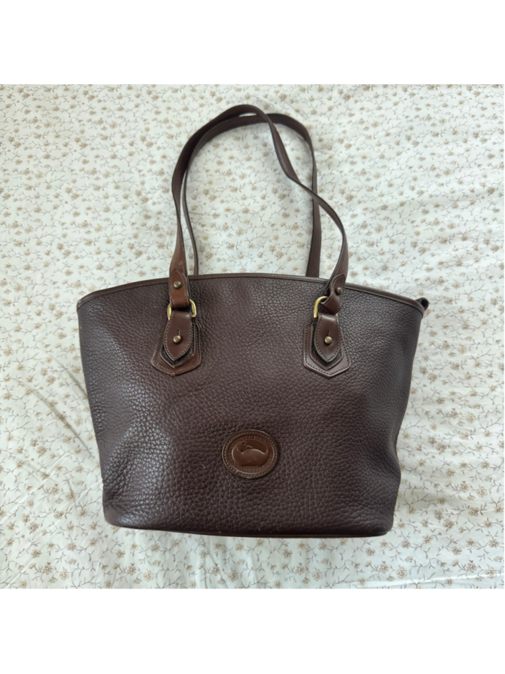 90s Vintage Dooney & Bourke All-Weather Leather Shoulder Brown Bag • one size